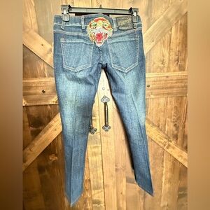Vintage Y2K Ed Hardy Low Rise Straight Leg Roaring Tiger Jeans Women’s Size 29